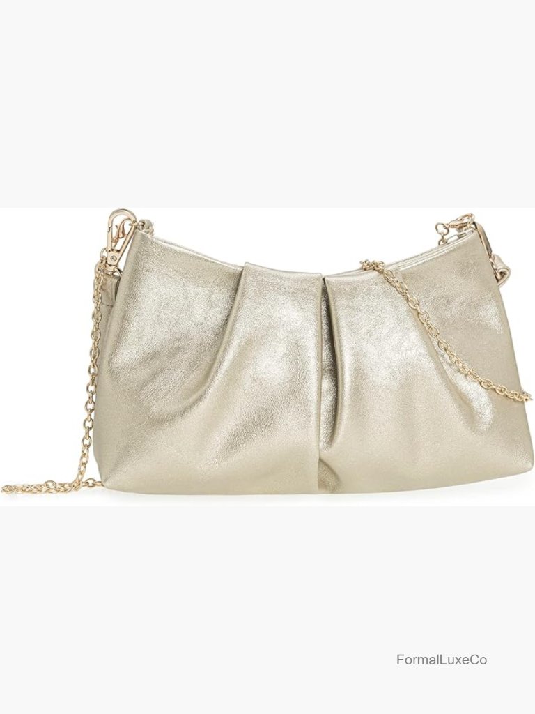 Pleated Clutch Evening Bag Convertible Crossbody Shoulder Purse